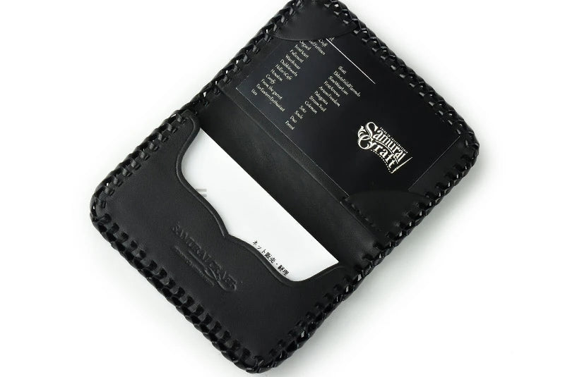 サムライクラフト ジョッター付き名刺入れ 角丸 カードケース エレファントスキン オイルレザー ダブルステッチ