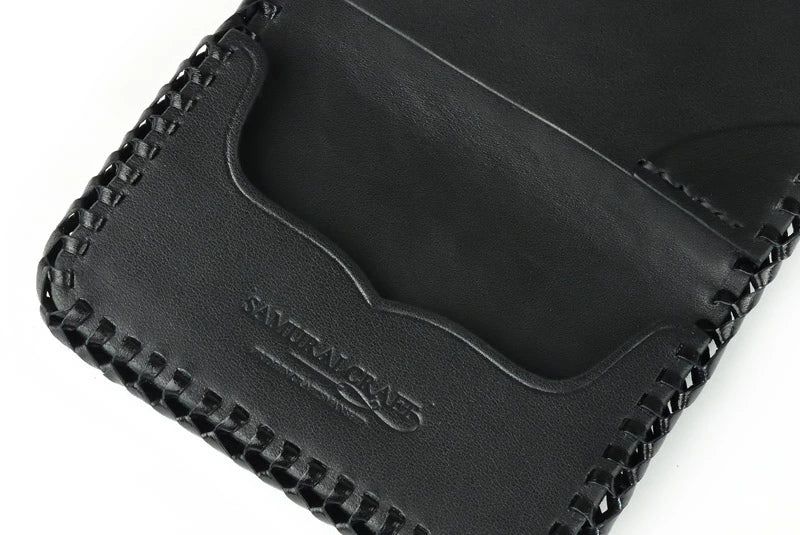 サムライクラフト ジョッター付き名刺入れ 角丸 カードケース エレファントスキン オイルレザー ダブルステッチ