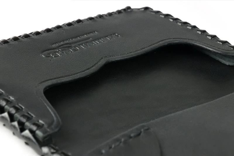 サムライクラフト ジョッター付き名刺入れ 角丸 カードケース エレファントスキン オイルレザー ダブルステッチ