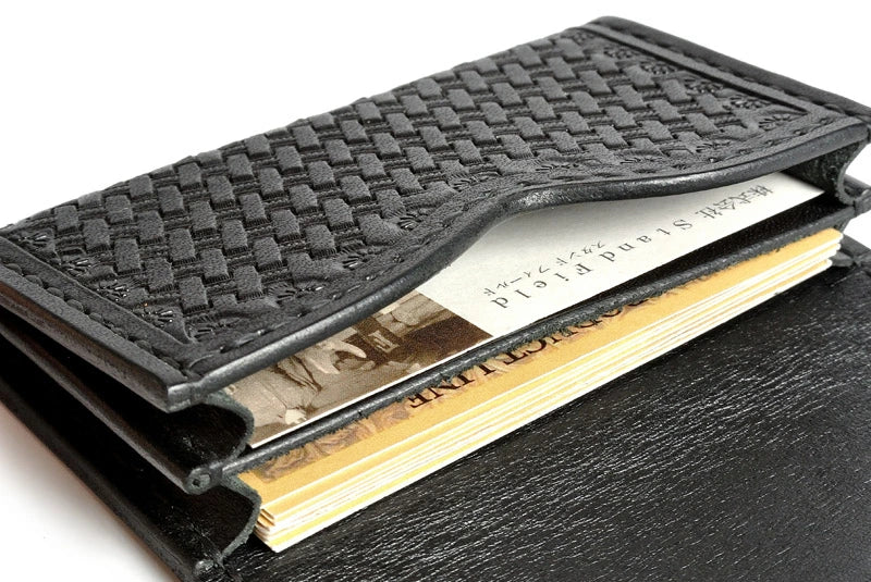 サムライクラフト B-15D ボックス 2段 名刺入れ カードケース 2ポケット バスケットウィーブ