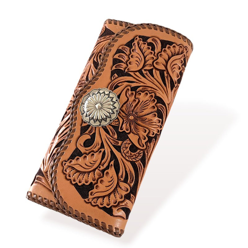 サムライクラフト シェリダンスタイルカービング B-3 ロングウォレット センターコンチョ -Crafted for One-