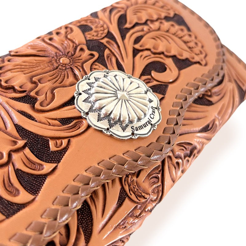 サムライクラフト シェリダンスタイルカービング B-3 ロングウォレット センターコンチョ -Crafted for One-