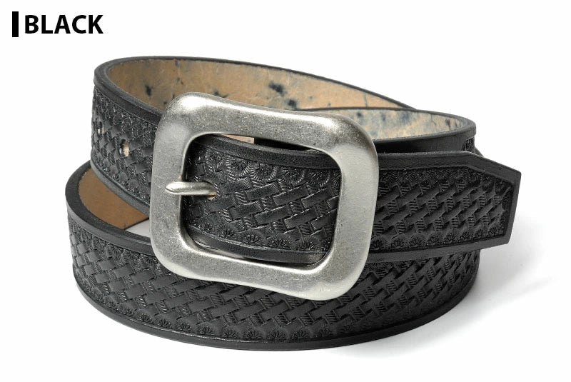 サムライクラフト BL-1 ギャリソンベルト ベンズレザー バスケットウィーブ スタンピング ブラック ブラウン