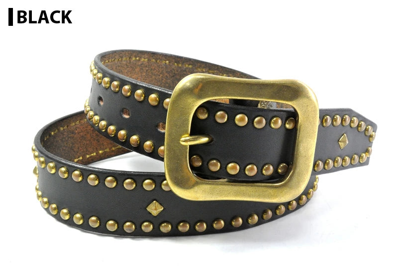 サムライクラフト BL-1 レザーベルト タイプ3 ベンズレザー 真鍮スタッズ ブラック ナチュラル ブラウン