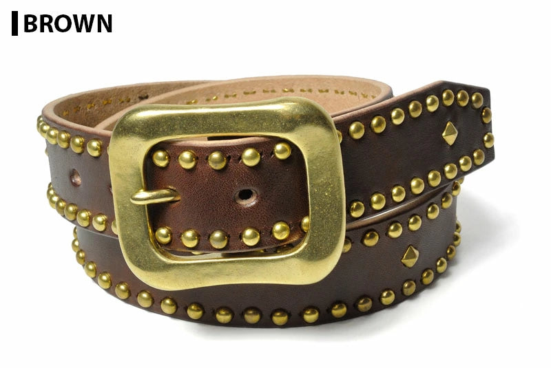 サムライクラフト BL-1 レザーベルト タイプ3 ベンズレザー 真鍮スタッズ ブラック ナチュラル ブラウン