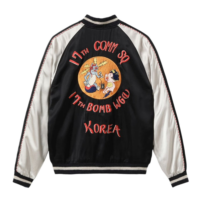 港商 × BUZZ RICKSON’S スペシャルエディション スカジャン BR16009-119 “17TH COMM SQ & 17TH BOMB WG(L)” ブラック×ブルー