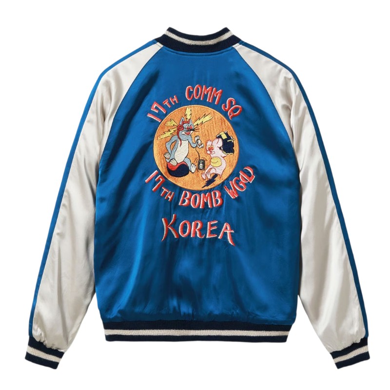 港商 × BUZZ RICKSON’S スペシャルエディション スカジャン BR16009-119 “17TH COMM SQ & 17TH BOMB WG(L)” ブラック×ブルー