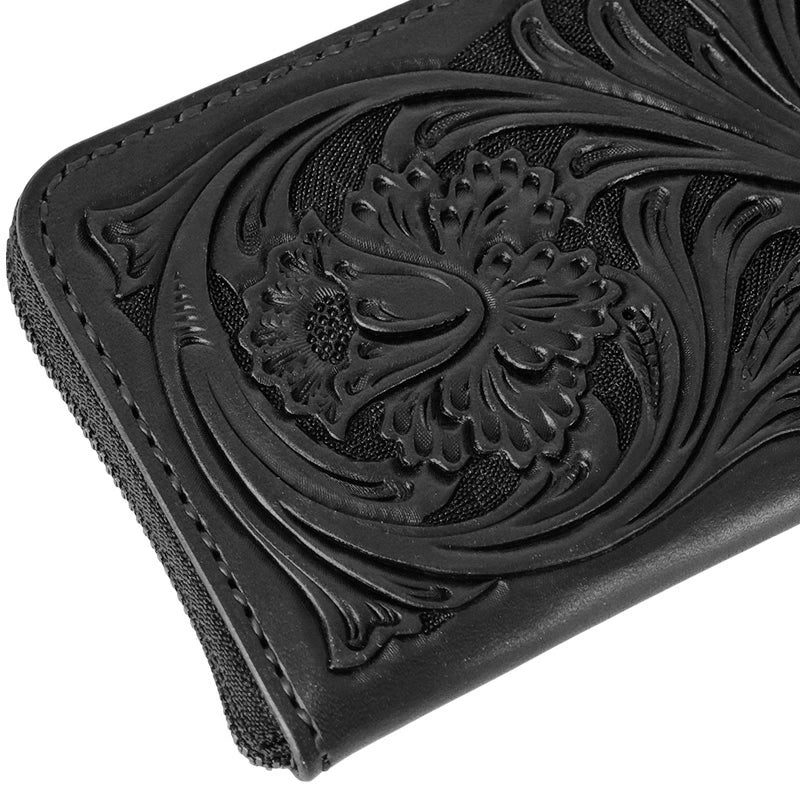 サムライクラフト Lファスナー ロングウォレット シェリダンスタイルカービング 黒染め
