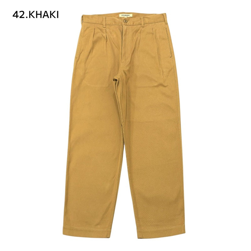 FOB FACTORY F0535 CLASSIC TROUSERS クラシックトラウザー ワイドシルエット パンツ コットン ベージュ ネイビー日本製