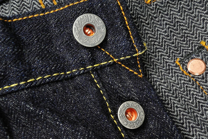 graphzero GZ-16SL-02 16oz ヘリンボーン スリム ジーンズ OW インディゴ デニム ワンウォッシュ セルビッチ パンツ コットン 日本製 HEART MADE BASE ハートメードベース