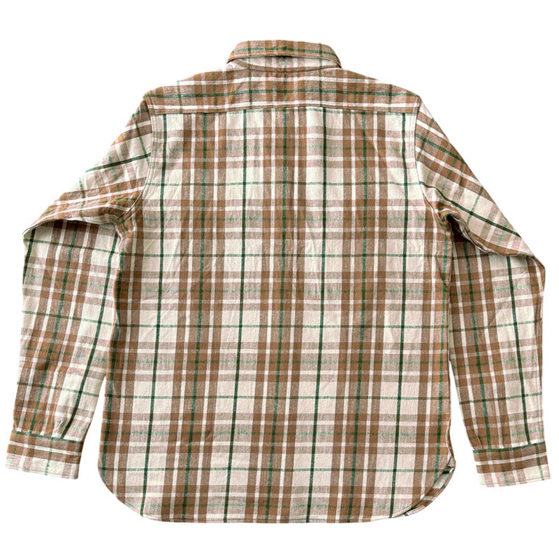 ジョングラッコー フランネルシャツ Lot JG-06-2 The Modern Flannel (the notched pockets) A柄 ベージュ ノンウォッシュ