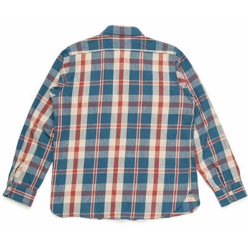 ジョングラッコー フランネルシャツ Lot JG-06-2 The Modern Flannel (the notched pockets) A柄 ブルーxレッド ノンウォッシュ
