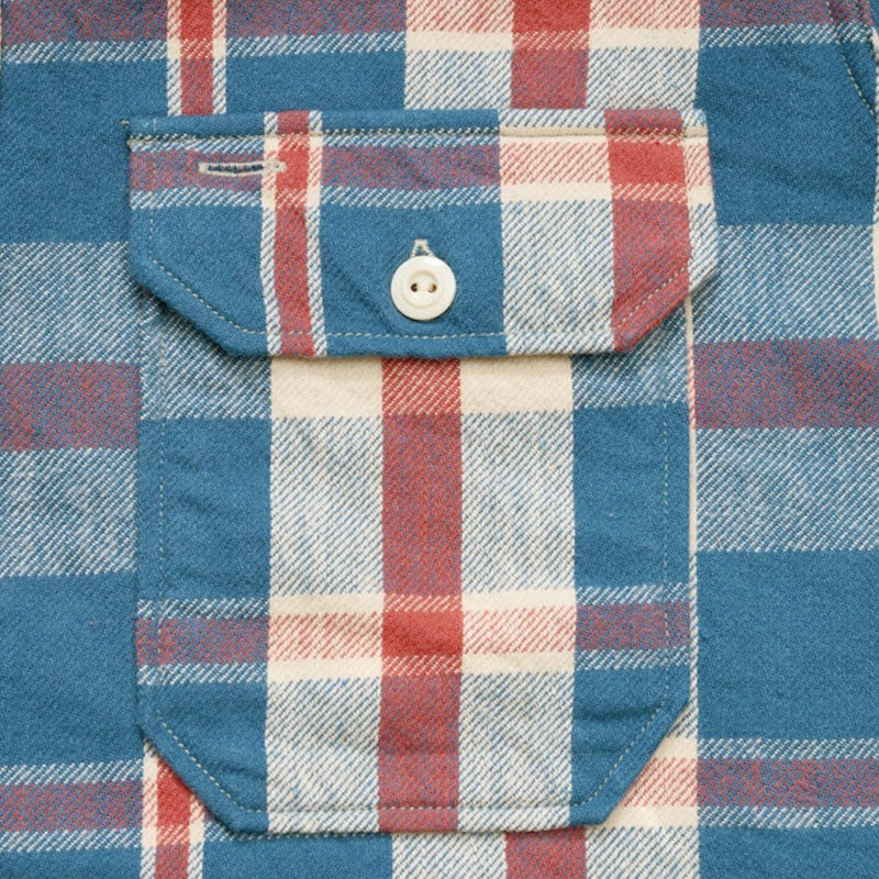 ジョングラッコー フランネルシャツ Lot JG-06-2 The Modern Flannel (the notched pockets) A柄 ブルーxレッド ノンウォッシュ