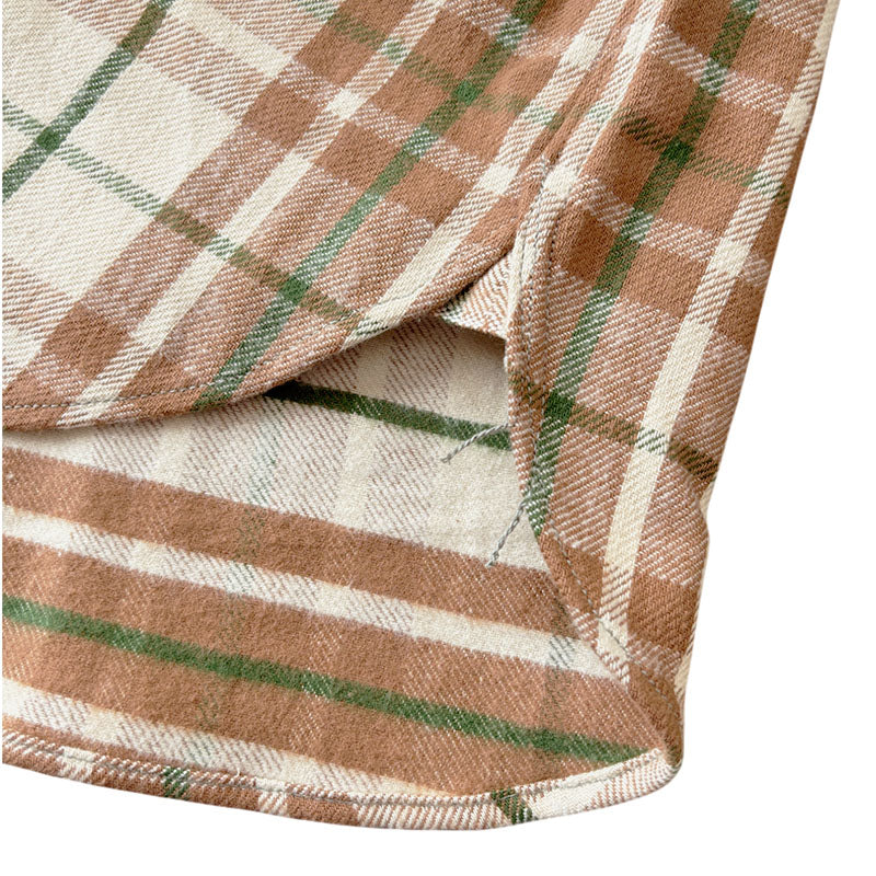 ジョングラッコー フランネルシャツ Lot JG-06-2 The Modern Flannel (the notched pockets) A柄 ベージュ ノンウォッシュ