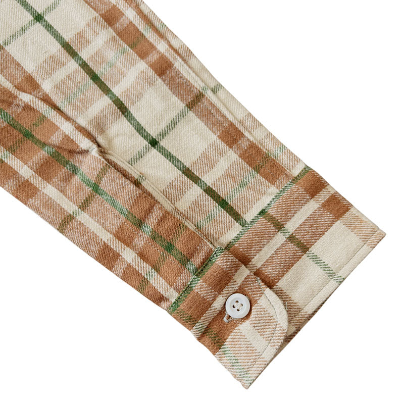 ジョングラッコー フランネルシャツ Lot JG-06-2 The Modern Flannel (the notched pockets) A柄 ベージュ ノンウォッシュ