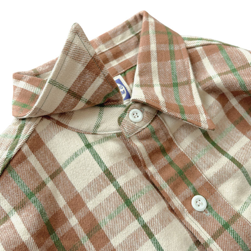 ジョングラッコー フランネルシャツ Lot JG-06-2 The Modern Flannel (the notched pockets) A柄 ベージュ ノンウォッシュ