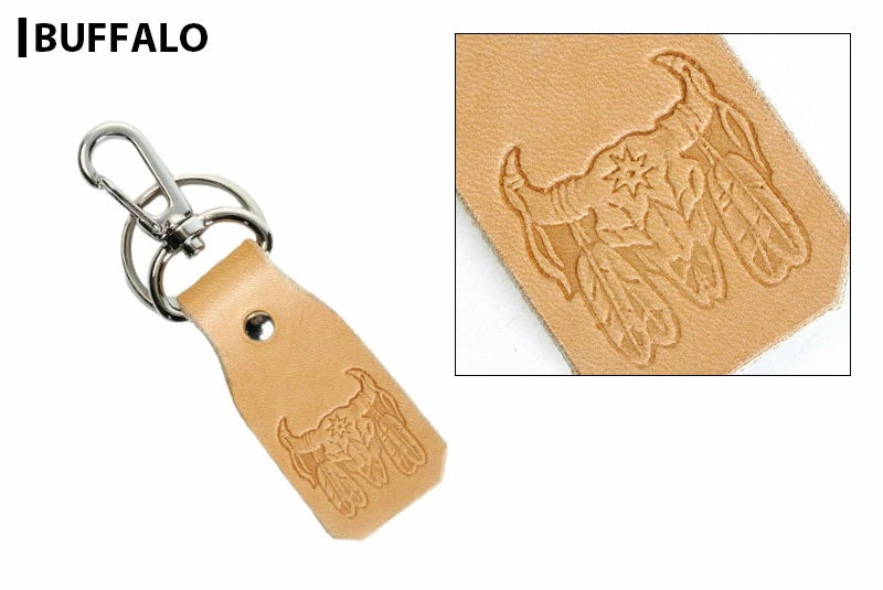 サムライクラフト キーリング キーホルダー ツーリングレザー スタンピング