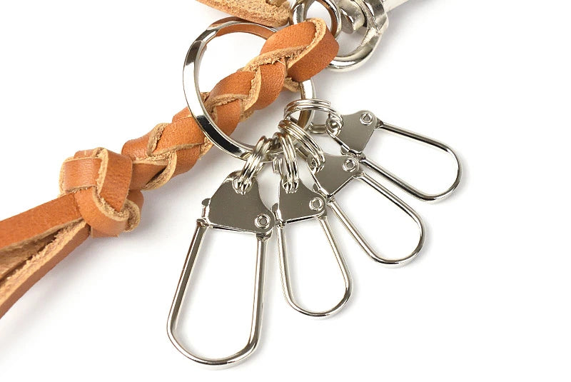 サムライクラフト レザーキーリング ４本編み ナスカン サドルレザー