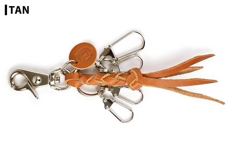 サムライクラフト レザーキーリング ４本編み ナスカン サドルレザー