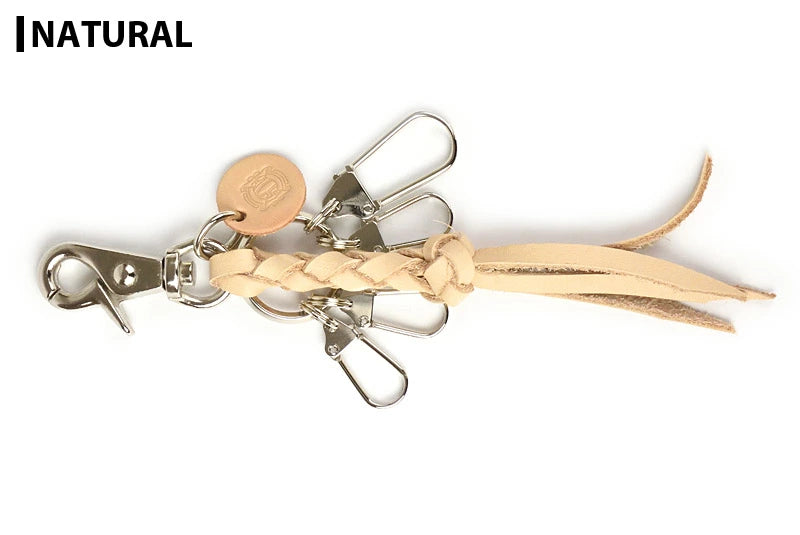 サムライクラフト レザーキーリング ４本編み ナスカン サドルレザー