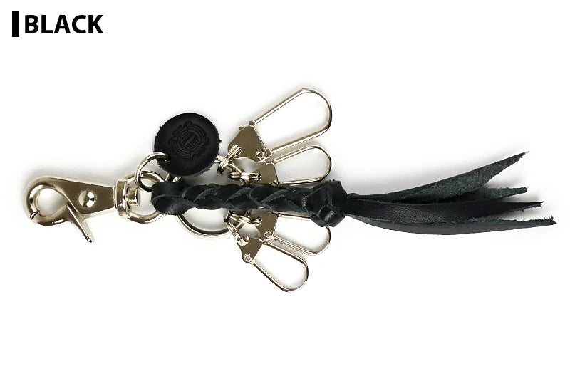 サムライクラフト レザーキーリング ４本編み ナスカン サドルレザー