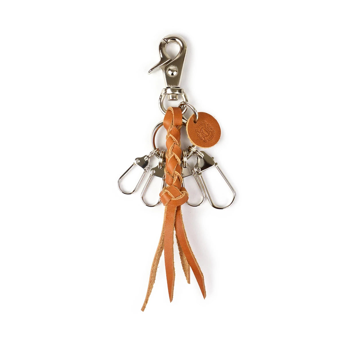 サムライクラフト レザーキーリング ４本編み ナスカン サドルレザー