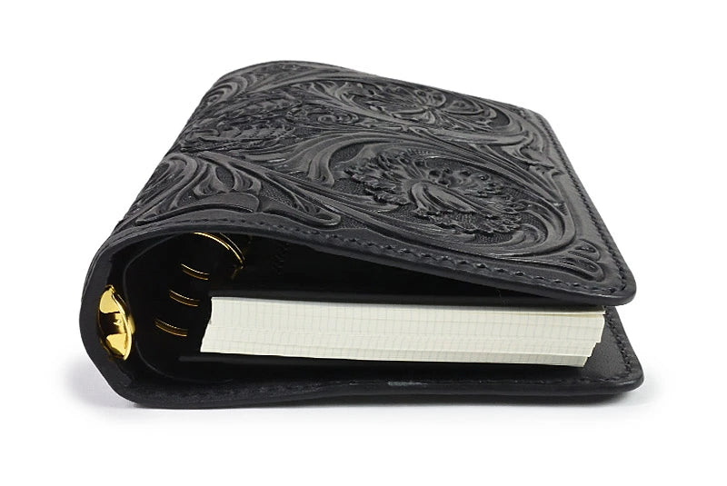 サムライクラフト システム手帳 クラウゼ社 バインダー バイブルサイズ B6 シェリダンスタイルカービング 黒染