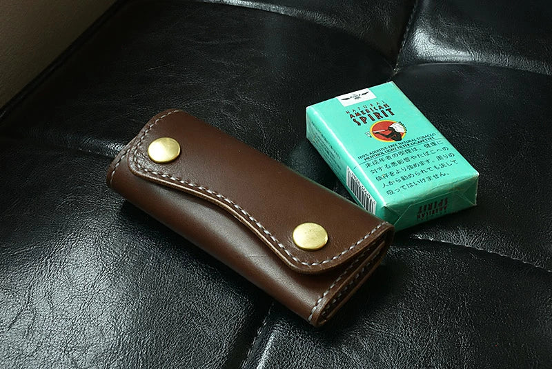 サムライクラフト スマートキーケース 三つ折り 片面オープン・ボタン留めタイプ サドルレザー オイルレザー
