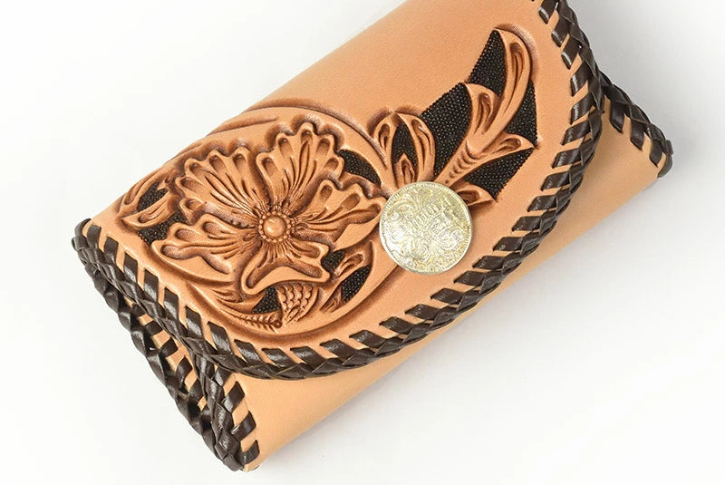 サムライクラフト ボックスコインケース L-2A ボックスタイプ Ｍサイズ シェリダンスタイルカービング ダブルステッチ