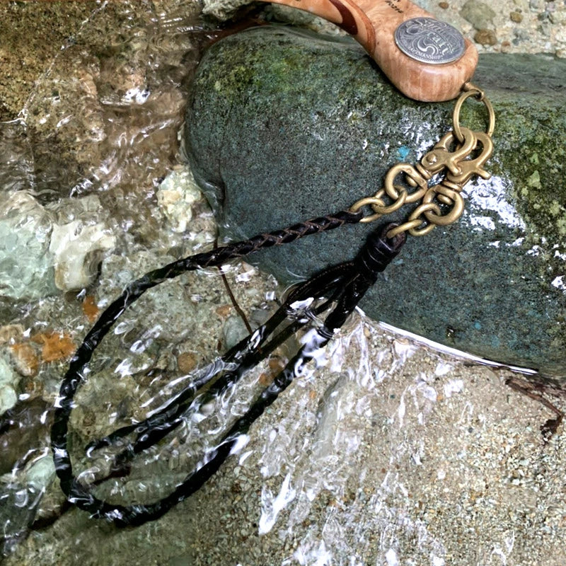 サムライクラフト リーシュコード 4本編み オイルレザー サドルレザー