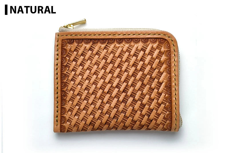 サムライクラフト Lファスナー ハーフウォレット バスケットウィーブスタンピング