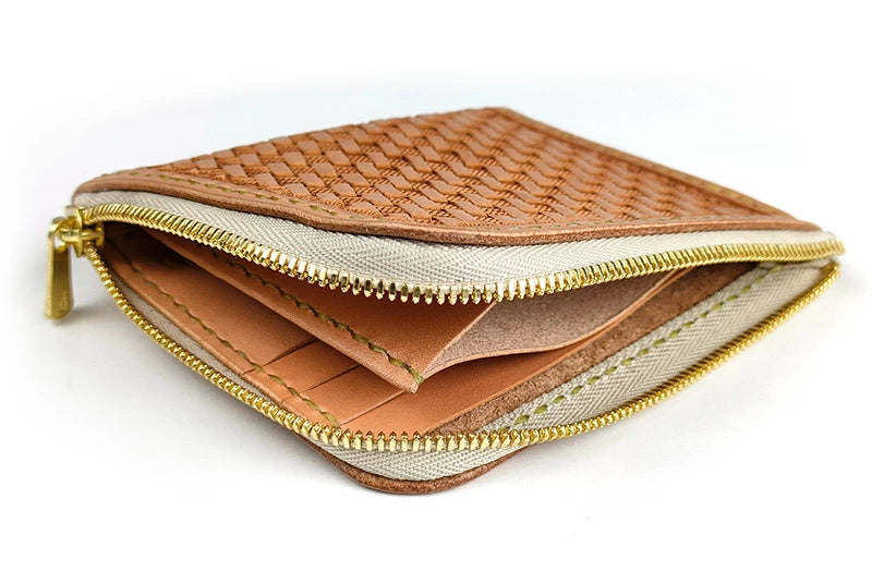 サムライクラフト Lファスナー ハーフウォレット バスケットウィーブスタンピング