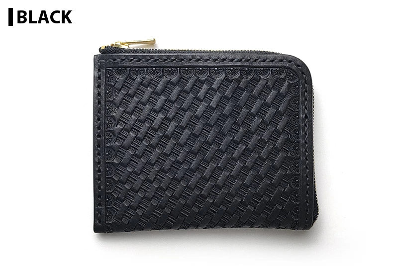 サムライクラフト Lファスナー ハーフウォレット バスケットウィーブスタンピング
