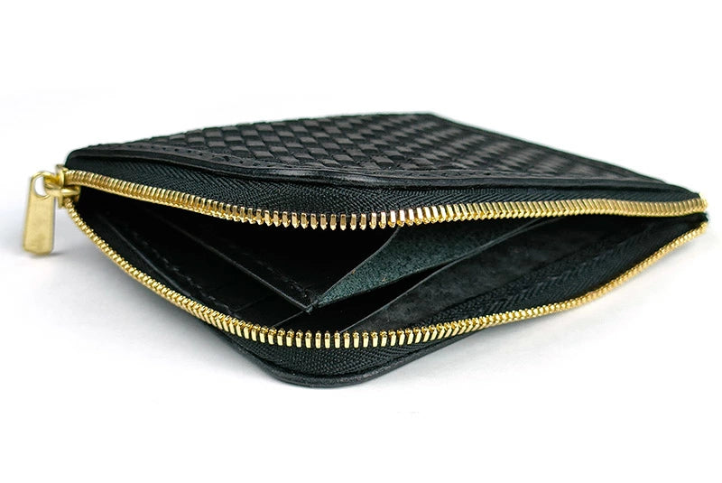 サムライクラフト Lファスナー ハーフウォレット バスケットウィーブスタンピング