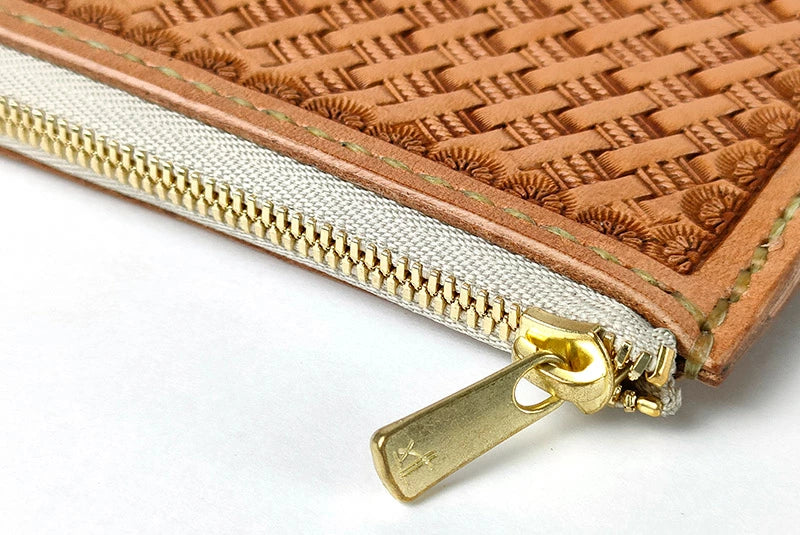 サムライクラフト Lファスナー ハーフウォレット バスケットウィーブスタンピング