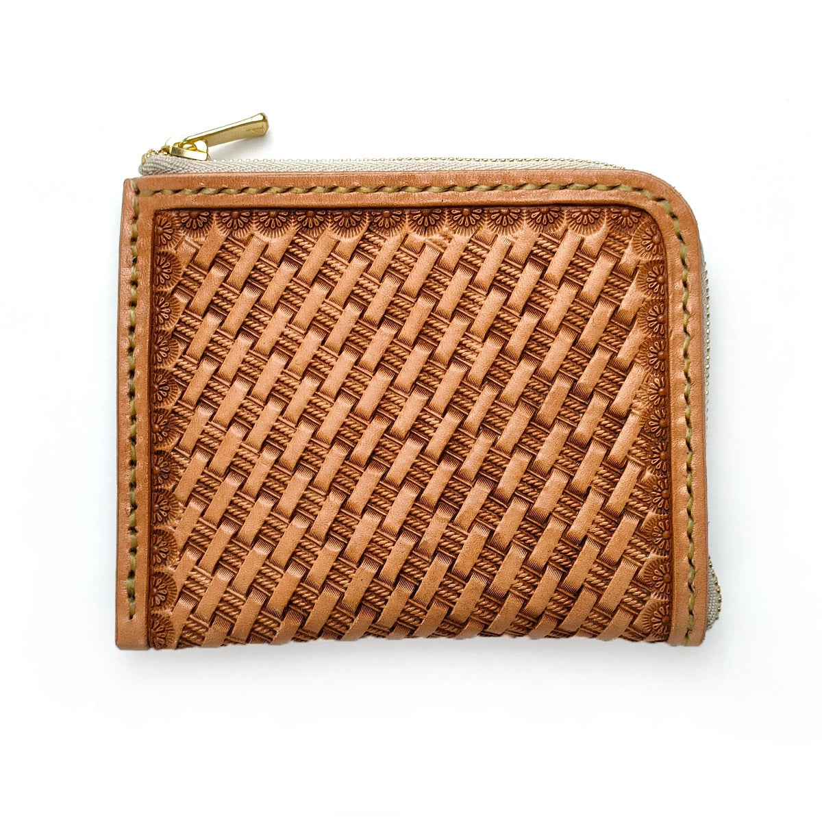 サムライクラフト Lファスナー ハーフウォレット バスケットウィーブスタンピング