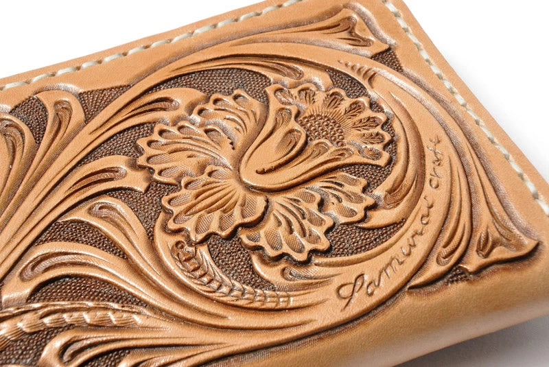 サムライクラフト Lファスナー ロングウォレット シェリダンスタイルカービング タンニング加工