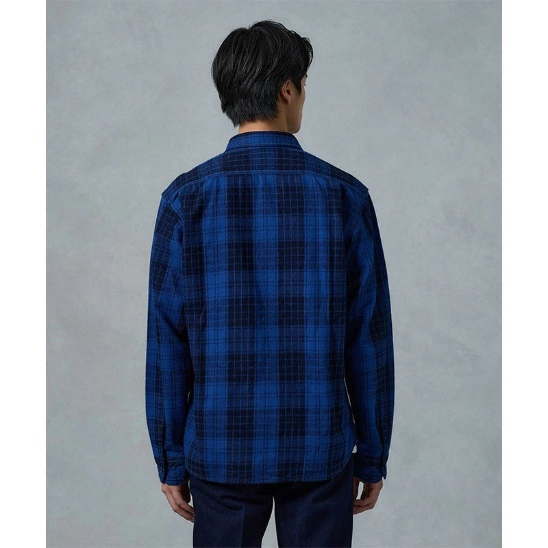 桃太郎ジーンズ MXLS1001 オリジナル インディゴ ツイル チェック シャツ