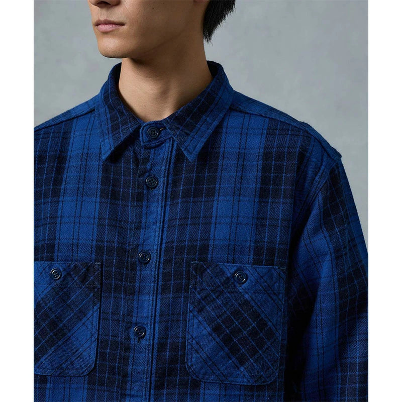 桃太郎ジーンズ MXLS1001 オリジナル インディゴ ツイル チェック シャツ