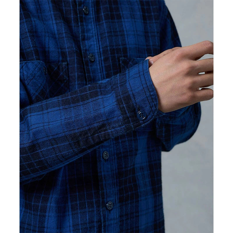 桃太郎ジーンズ MXLS1001 オリジナル インディゴ ツイル チェック シャツ