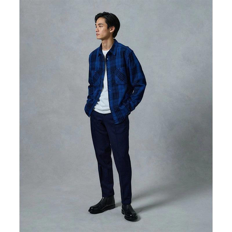 桃太郎ジーンズ MXLS1001 オリジナル インディゴ ツイル チェック シャツ