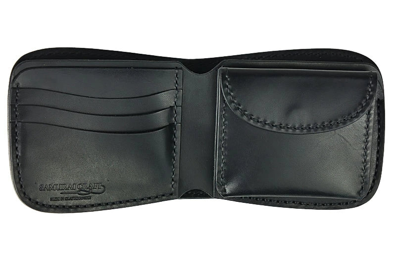 サムライクラフト ハーフウォレット N-1 黒染め シェリダンスタイルカービング アンティーク加工