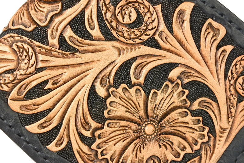 サムライクラフト ハーフウォレット N-1 黒染め シェリダンスタイルカービング アンティーク加工