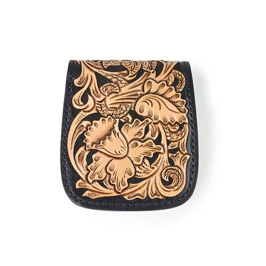 サムライクラフト ハーフウォレット N-1 黒染め シェリダンスタイルカービング アンティーク加工