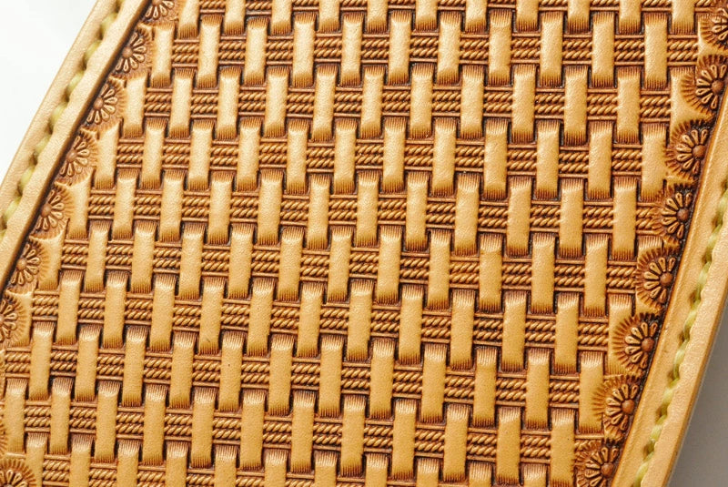 サムライクラフト ハーフウォレット N-1 バスケットウィーブスタンピング 二つ折り財布 ナチュラル タンニング加工