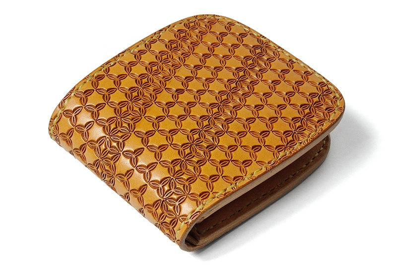 サムライクラフト ハーフウォレット N-1 バスケットウィーブスタンピング 二つ折り財布 ナチュラル タンニング加工