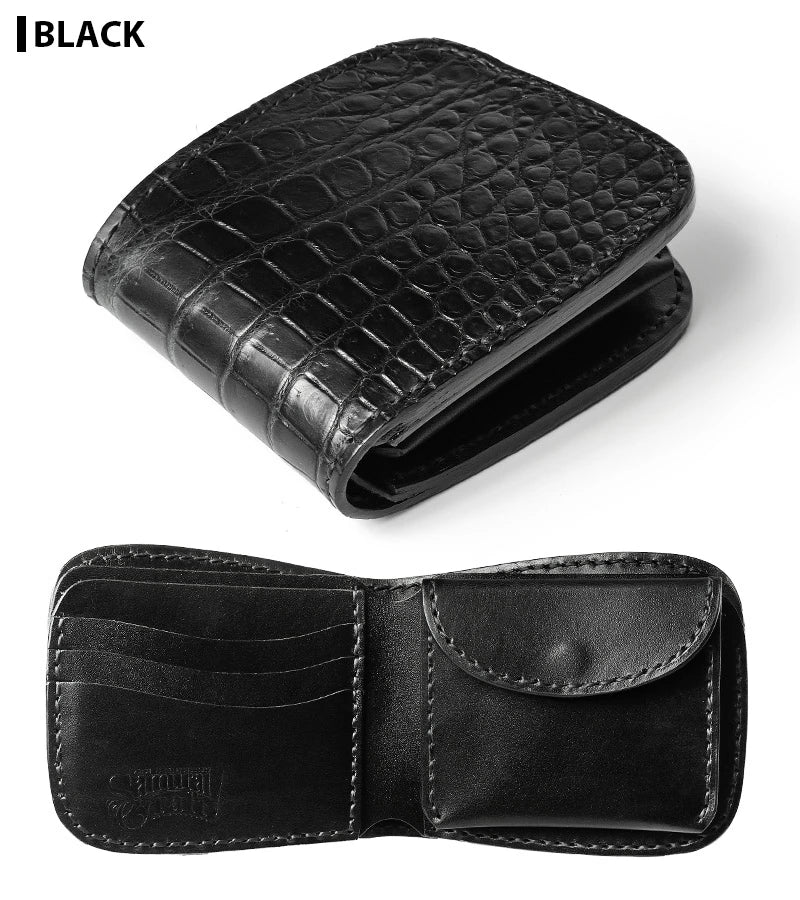 サムライクラフト ハーフウォレット N-1 クロコダイル マット ワニ ブラック