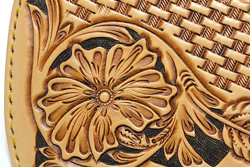 サムライクラフト ハーフウォレット N-1 ナチュラル サドルレザー シェリダンスタイルカービング