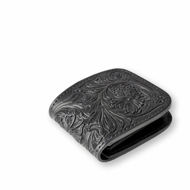 サムライクラフト ハーフウォレット N-1 黒染め シェリダンスタイルカービング