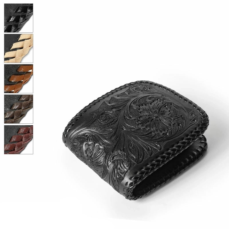 サムライクラフト ハーフウォレット N-1 黒染め シェリダンスタイルカービング ダブルステッチ